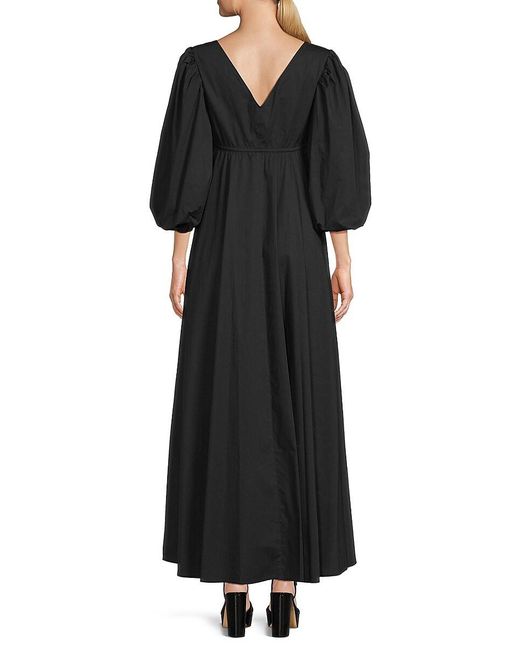 Staud Black Amaretti Puff Sleeve Maxi Dress