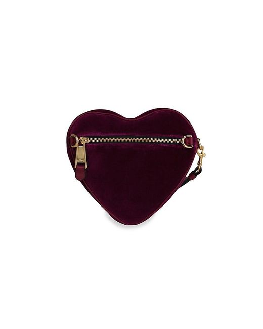 Moschino Purple Velvet Heart Logo Wristlet