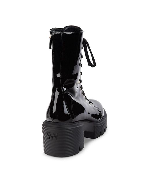 Stuart Weitzman Black Soho Patent Leather Ankle Boots