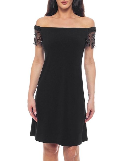 Off-Shoulder A-Line Mini Dress - Black
