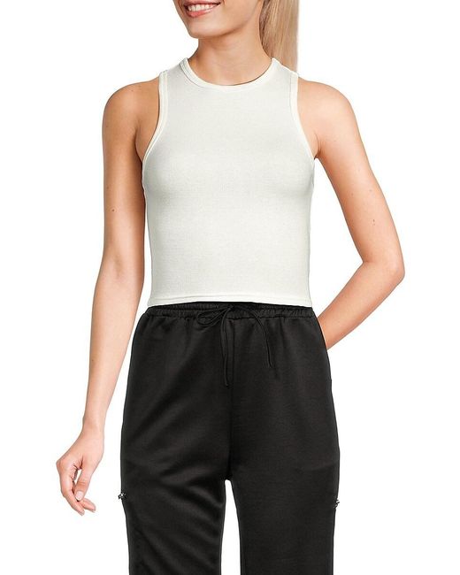 Rachel Parcell White Ribbed Crop Tank Top