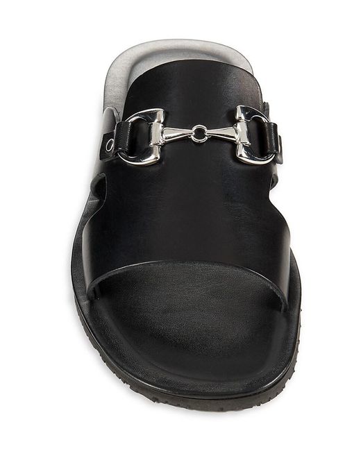 Saks Fifth Avenue Black Leather Bit Sandals for men