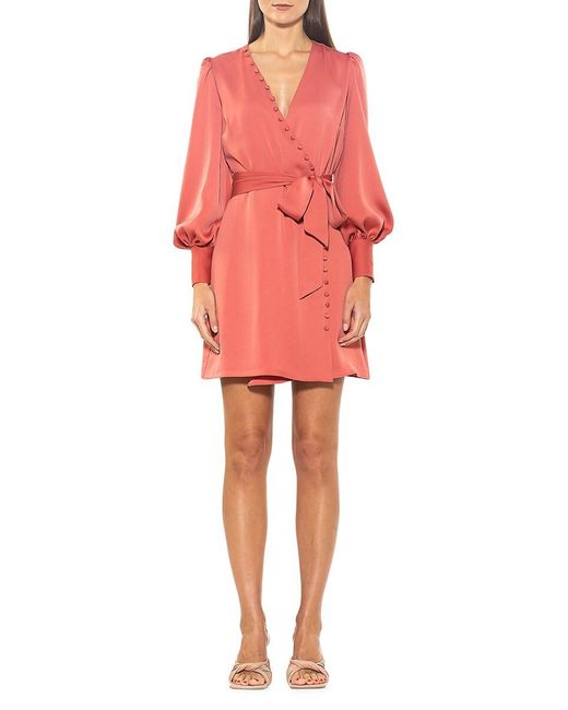 Alexia Admor Synthetic Arya Button-front Wrap Dress in Red | Lyst