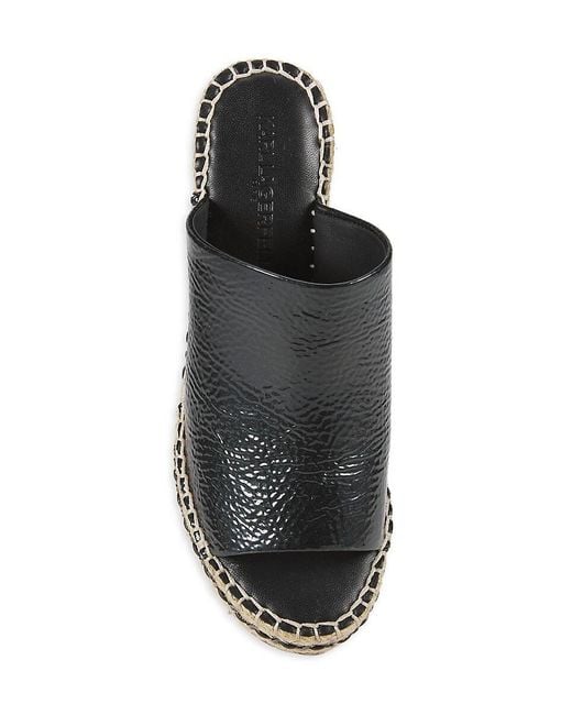 Karl Lagerfeld Black Carina 95mm Leather Wedge Espadrille Sandals