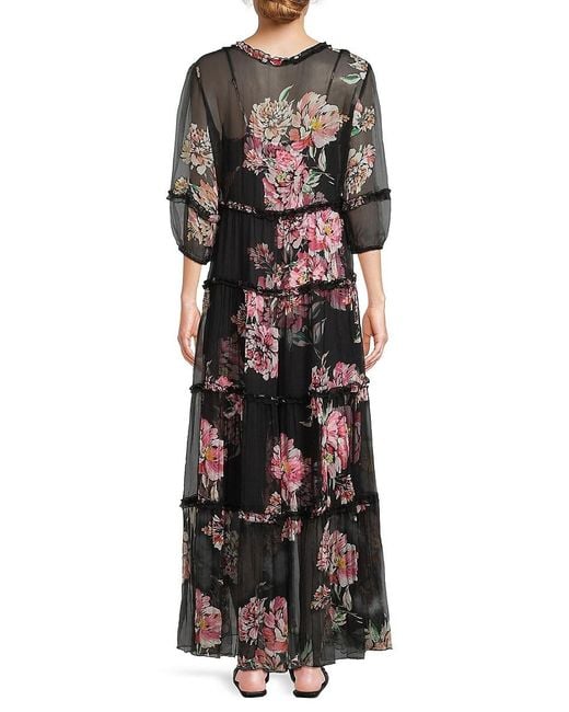 Johnny Was Black Lizzy Ruffle Maxi Dress