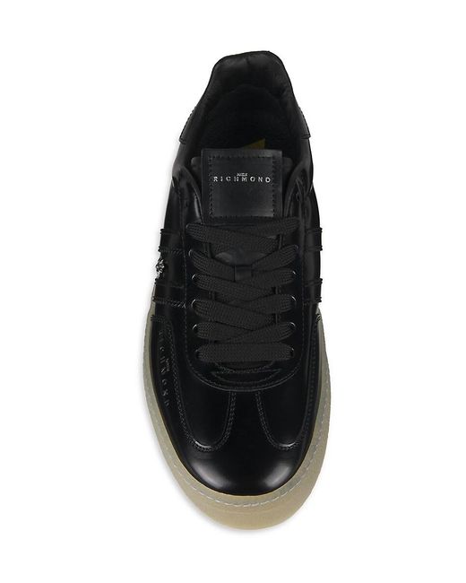 John Richmond Black Logo Leather Sneakers for men