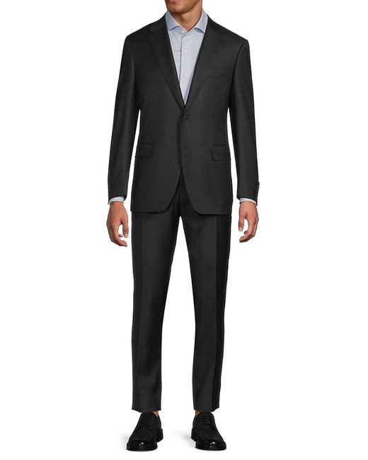Canali Black Solid Wool Classic-Fit Suit for men