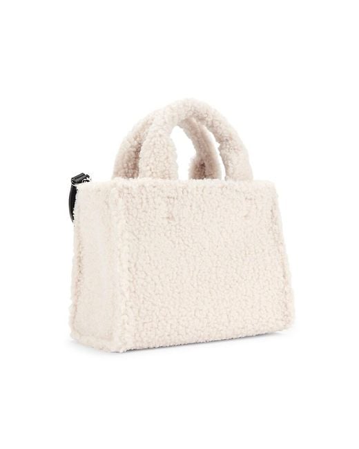 Furla White Faux Fur Top Handle Bag