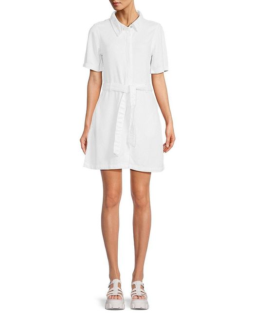 7 For All Mankind White 'Solid Belted Mini Shirtdress