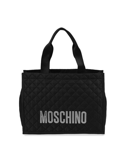 Moschino Black Logo Quilted Tote