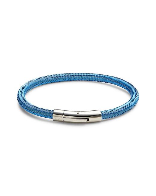 Tateossian Blue Stainless Steel & Enameled Copper Braided Bracelet for men