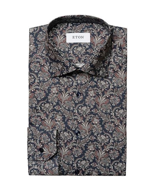 Eton of Sweden Gray Slim-Fit Paisley Dress Shirt for men