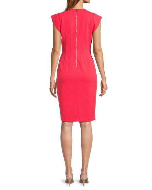 Calvin Klein Cap Sleeve Knee Length Dress in Black Lyst