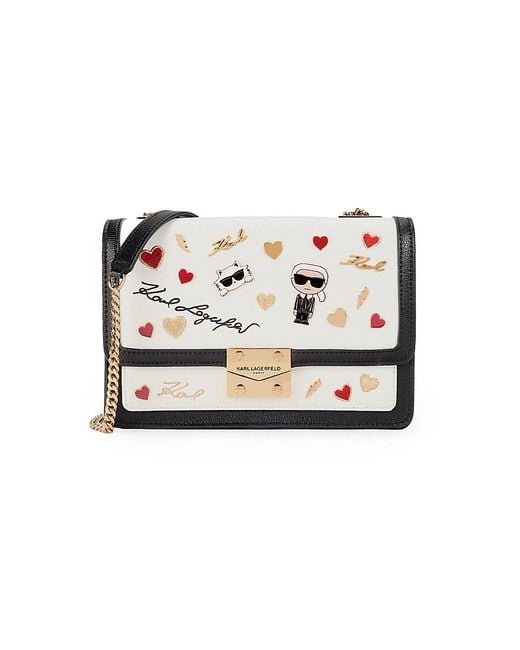 Karl Lagerfeld White Corrine Graphic Shoulder Bag