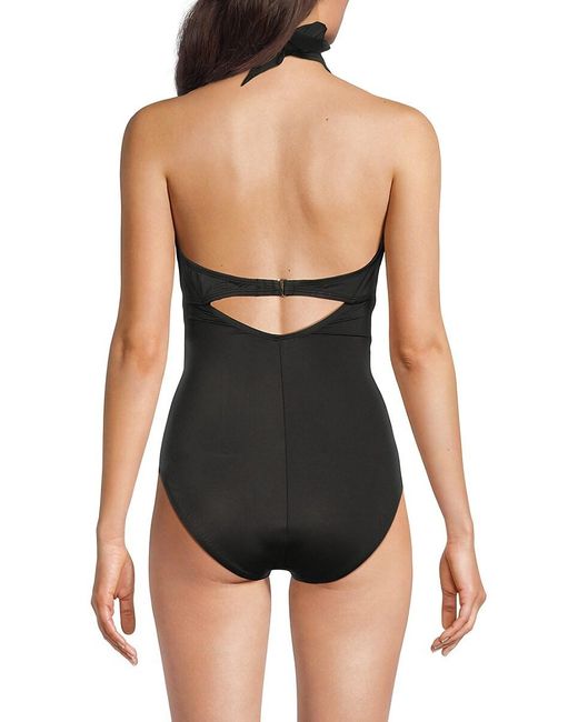 Magicsuitr Black Chromatique Joelle Plunge Halter One-Piece Swimsuit