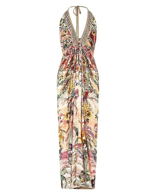Camilla Metallic X White Lotus Gathered Jersey Midi-dress