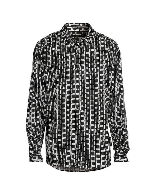 Karl Lagerfeld Gray Geometric Print Shirt for men