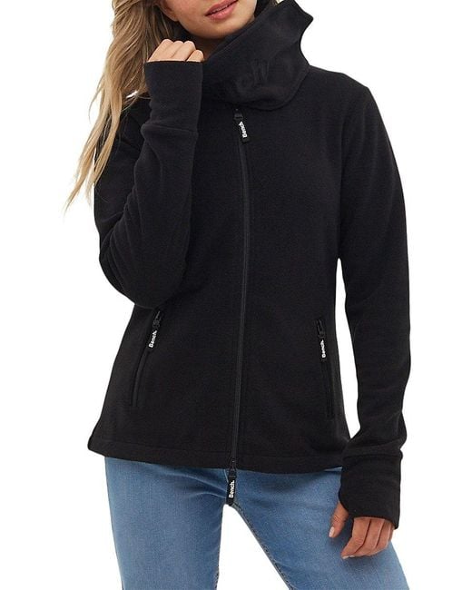 Bench . Microfleece Thumbhole Zip Jacket in Black Lyst