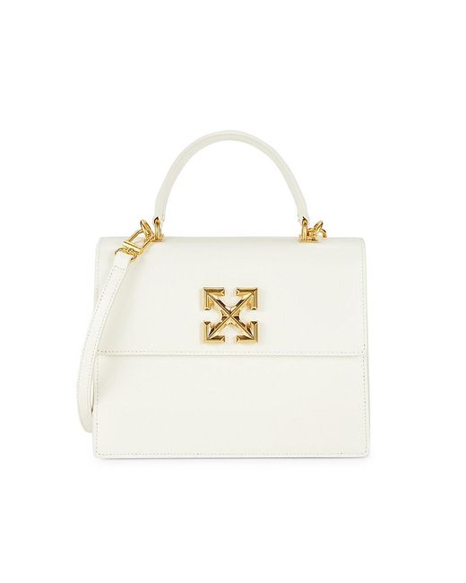 Off-White c/o Virgil Abloh Off- Jitney Leather Top Handle Bag in White ...
