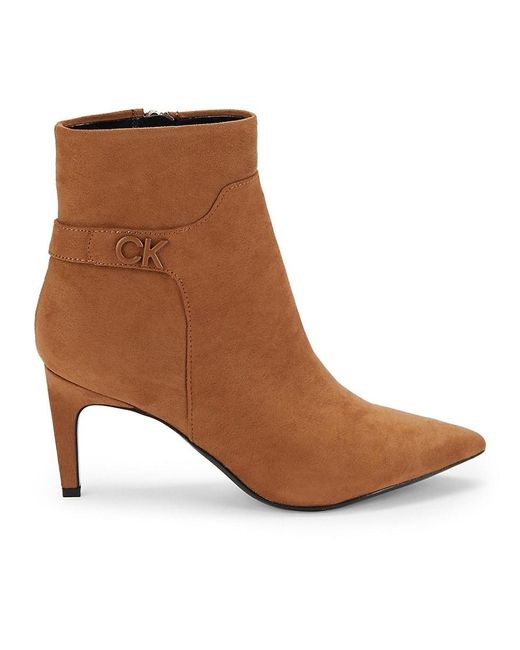 Calvin Klein Point Toe Heel Booties in Brown Lyst UK