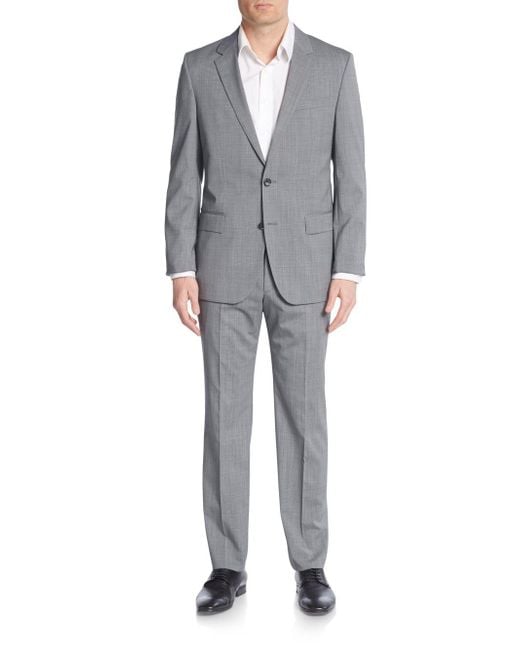 BOSS by HUGO BOSS Halsey 2/merrill Regular-fit Melange Virgin Wool-blend  Suit in Gray for Men | Lyst