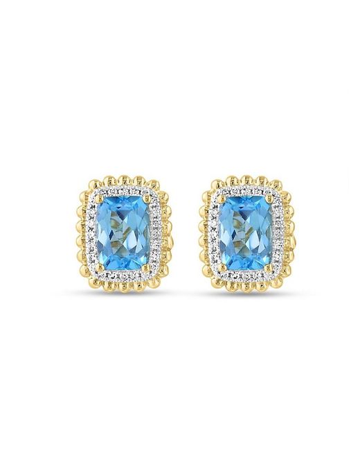 Effy Blue 14K 0.14 Tcw Diamond & Topaz Earrings