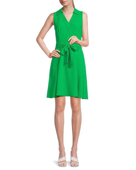 DKNY Green Belted Mini Shirt Dress