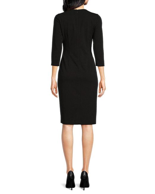 Calvin Klein Black Chain Accent Knee Length Sheath Dress