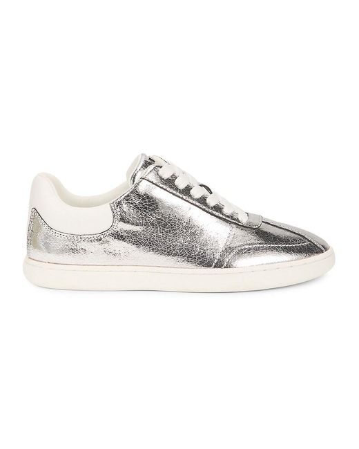 DKNY White Seacliff Metallic Low-Top Sneakers
