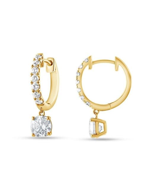 Saks Fifth Avenue Metallic 14K, 1.25 Tcw Lab-Grown Diamond Drop Huggie Earrings