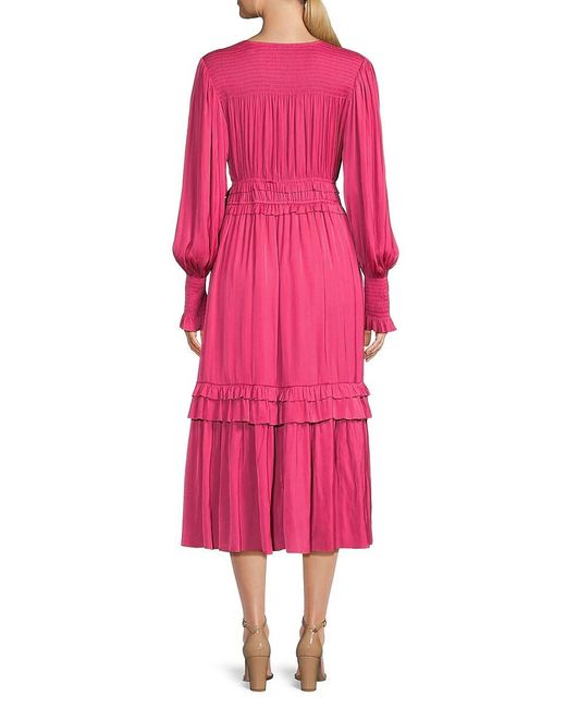 Tahari Pink Ruffle Midi Dress