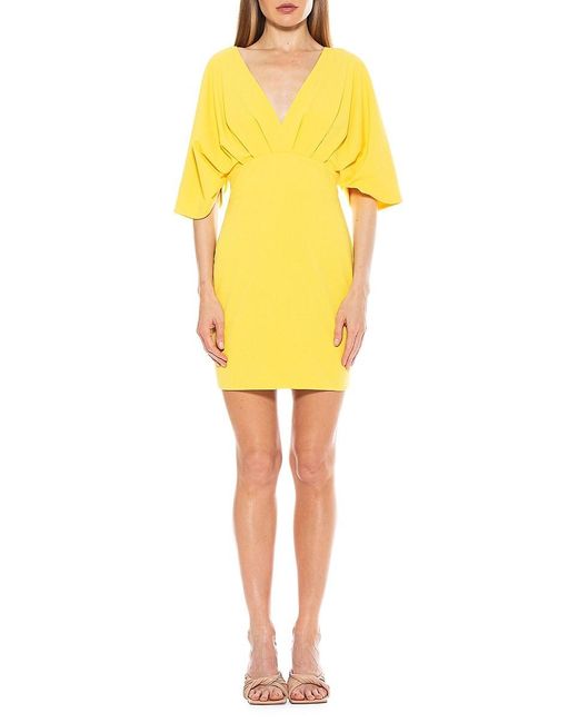Alexia Admor Draped Mini Sheath Dress in Yellow Lyst