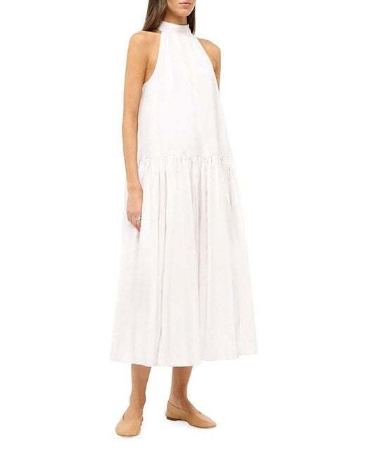 Staud White Marlowe Poplin Halter Maxi Dress