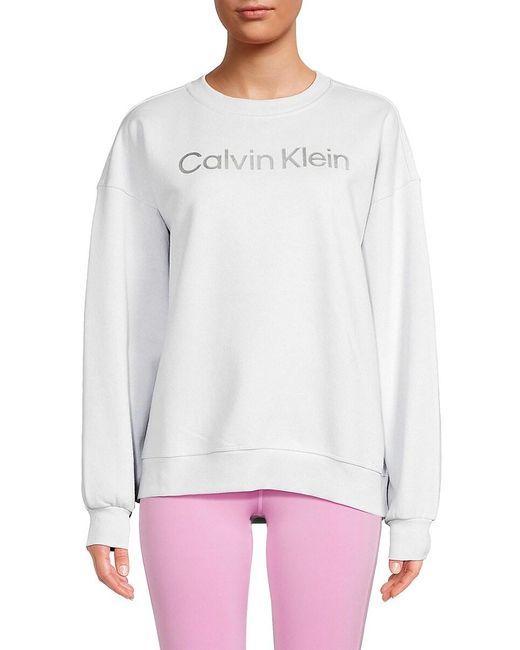 Calvin Klein White Logo Drop Shoulder Sweatshirt