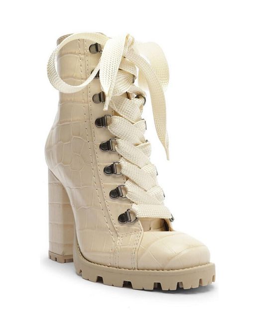 SCHUTZ SHOES Natural 107Mm Zhara Croc Printed Leather Ankle Boots