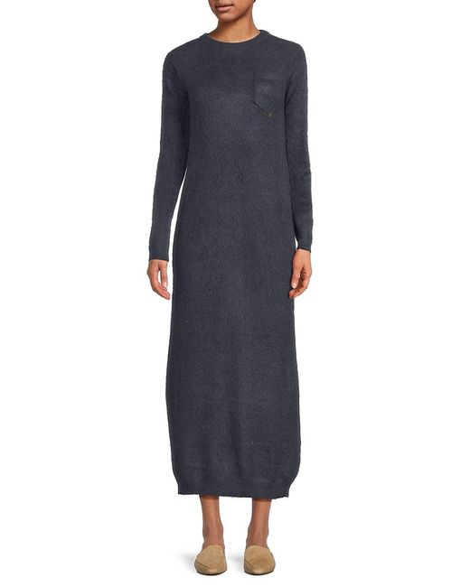 Brunello Cucinelli Blue Mohair Blend Midi Dress