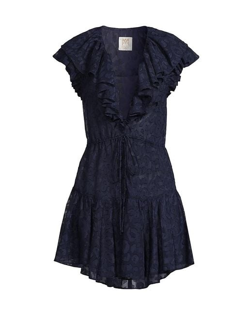 MILLY Blue Dana Leopard Burnout Cover-Up Minidress
