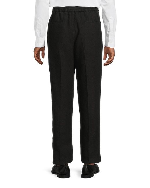 Brunello Cucinelli Black Linen Drawstring Trousers for men