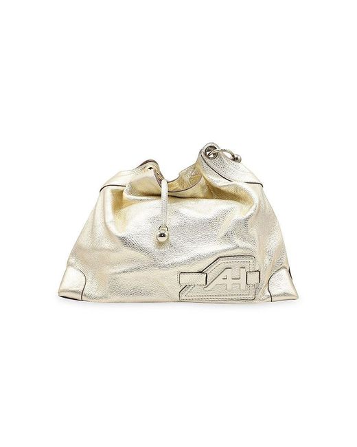 Anya Hindmarch White Elrod Hobo Bag In Gold Leather