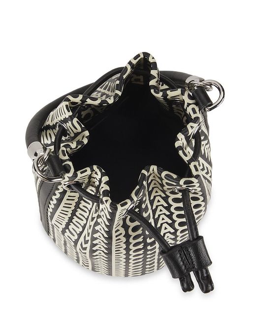 Marc Jacobs Black Mini The Bucket Logo-Print Leather Bucket Bag