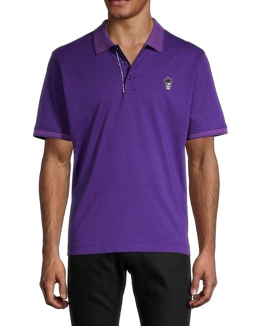 Robert Graham Cotton Lucifer Classic-fit Skull-embroidered Polo in Purple for Men - Lyst