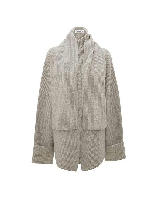 JW Anderson Oversized Draped Ribbed Cardigan in Grey (Gray) | Lyst
