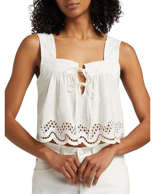 Rails White Blythe Cotton Lace Crop Top