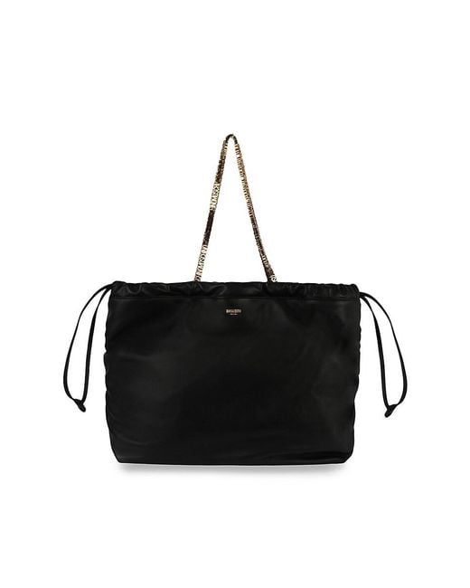 Moschino Black Drawstring Lettering Chain Shoulder Bag