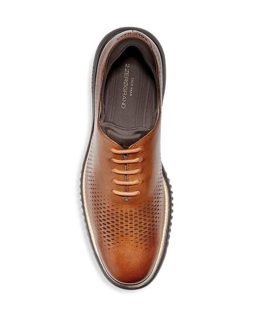 Cole Haan Brown 2.Zerogrand Perforated Leather Wholecut Oxford Shoes for men