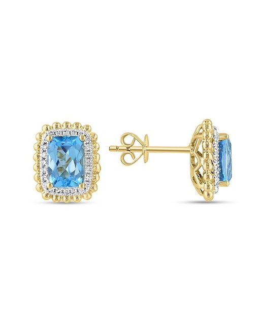 Effy Blue 14K 0.14 Tcw Diamond & Topaz Earrings