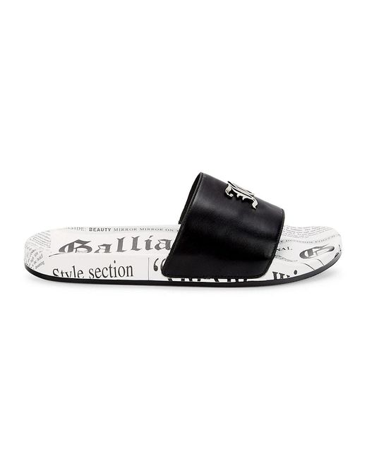 John Galliano Logo Leather Slides in Black Lyst Canada