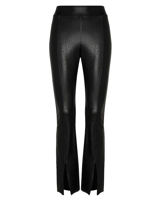 Commando Black Mid-Rise Faux Leather Split Flared Leggings