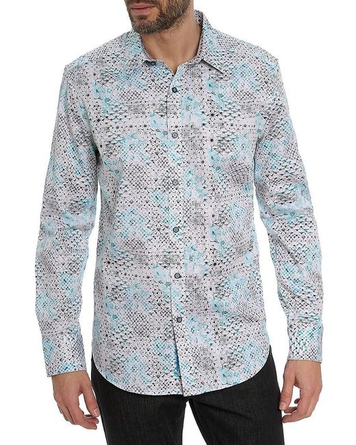 Robert Graham Blue Hendriks Abstract Cotton-Blend Shirt for men