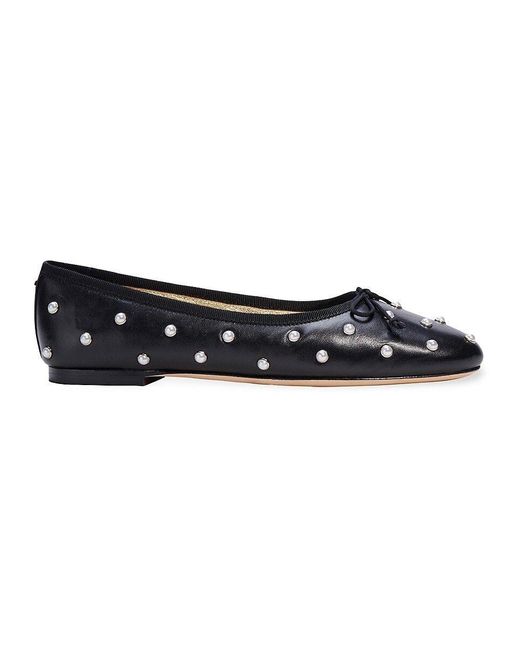 Kate Spade Honey Embellished Leather Flats in Black Lyst